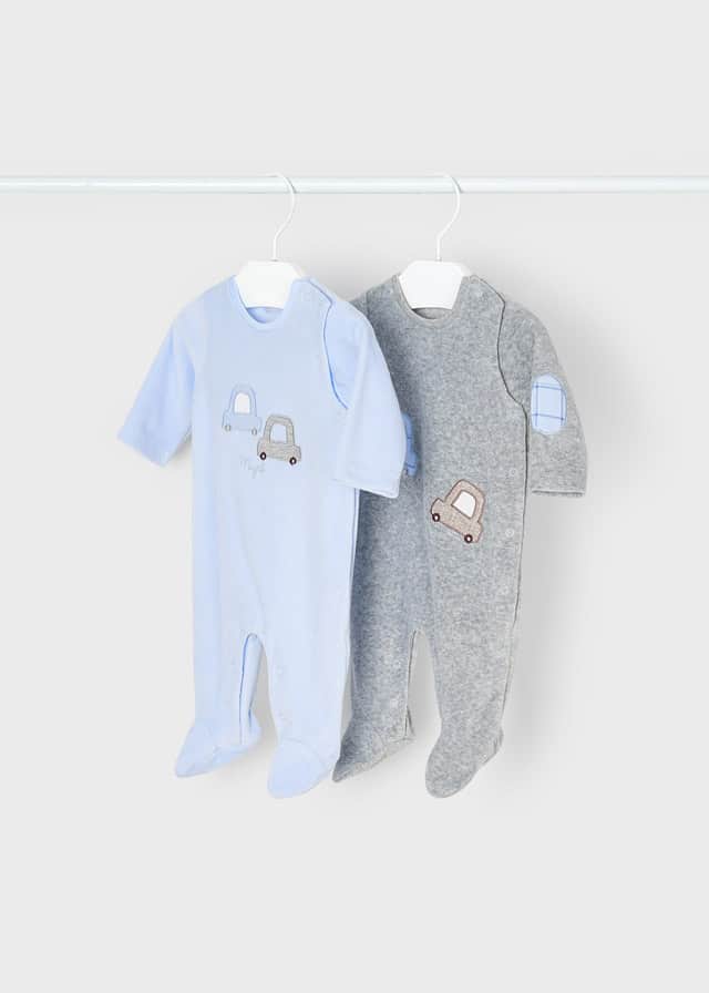 tiburón Hostil Esquivo Pack 2 pijamas de punto aterciopelado para recién nacido 2627 - La Boutique  del Bebe