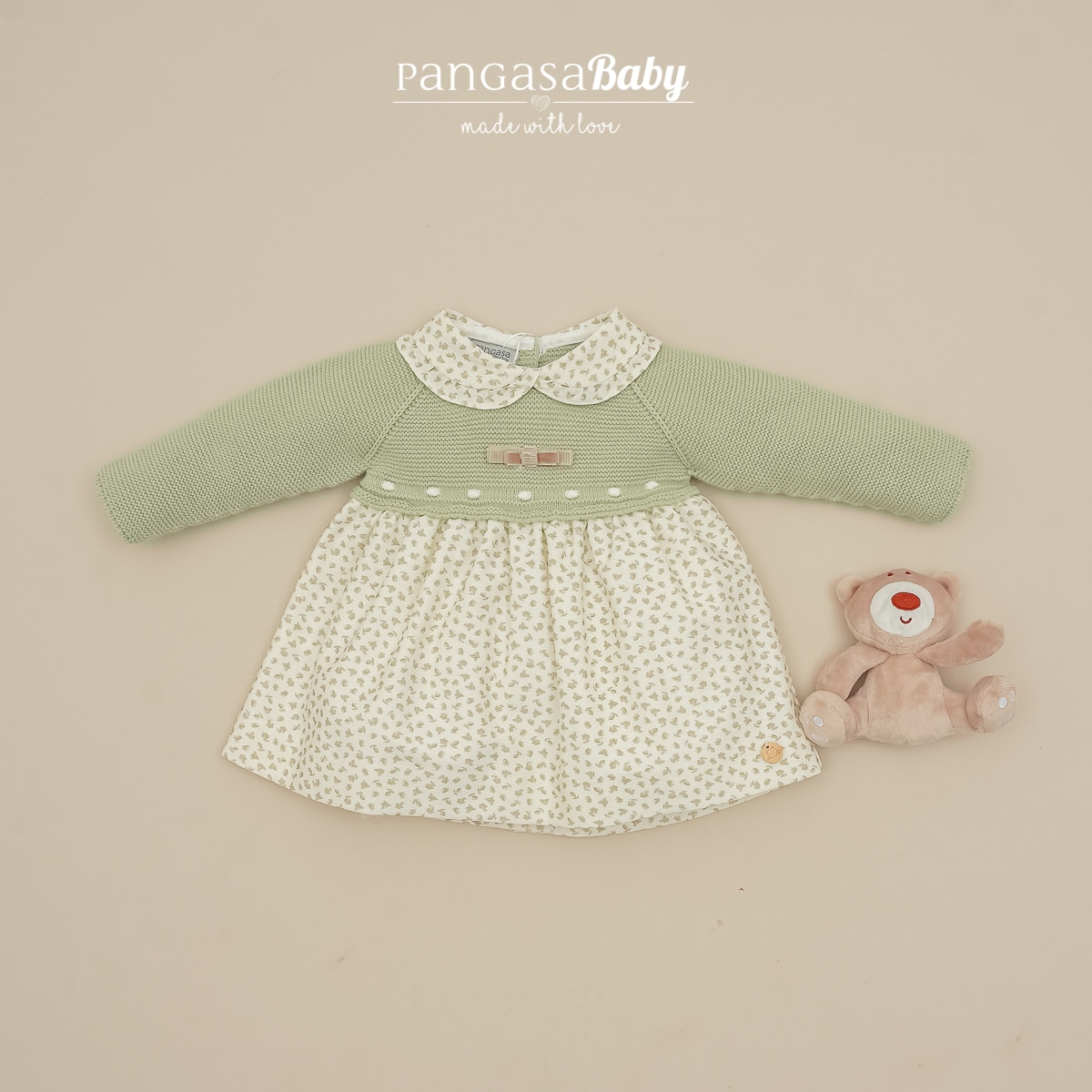 VESTIDO VERDE HOJA FLORES | BABY LEAVES Ref. 1502210 PANGASA BABY