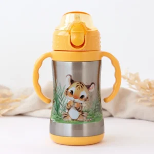 BOTELLA TIGRE DE ACERO INOXIDABLE CON ASAS MOSTAZA 280ML